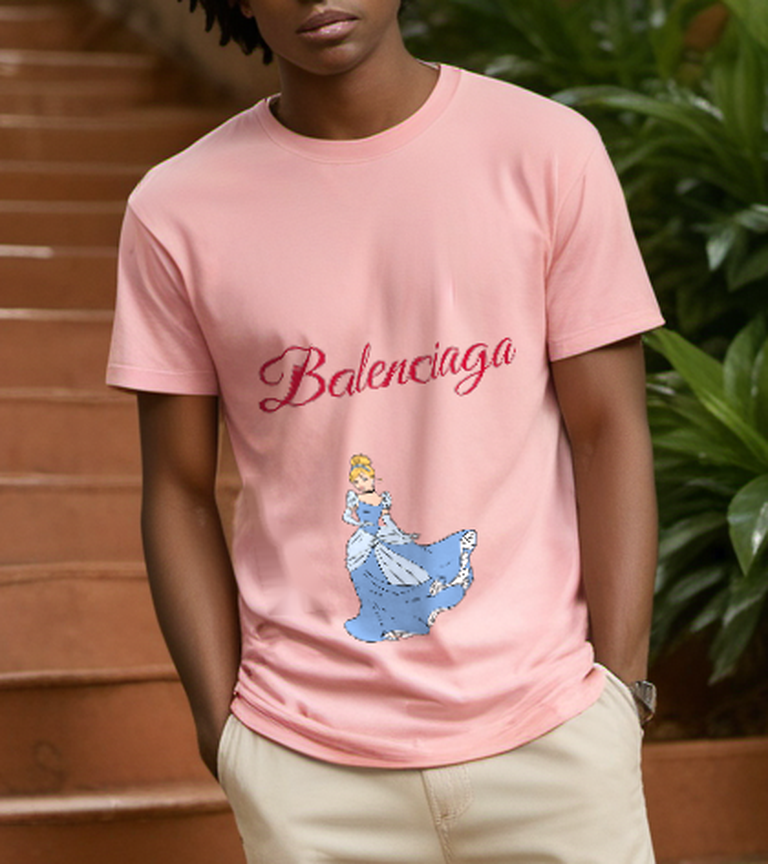 Blush Pink Blue Skirt Flourish Graphic T-Shirt - styled view 5