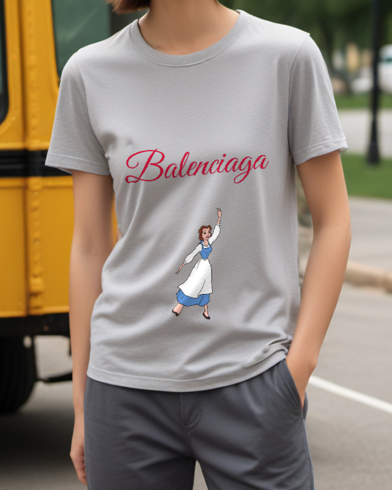 Light Gray Blue Apron Greeting Graphic T-Shirt - styled view 4