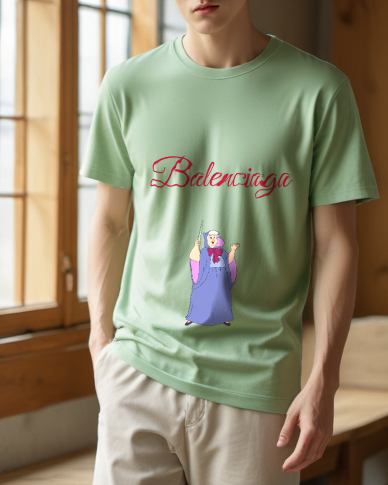 Sage Green Purple Robed Fairy Graphic T-Shirt - styled view 3