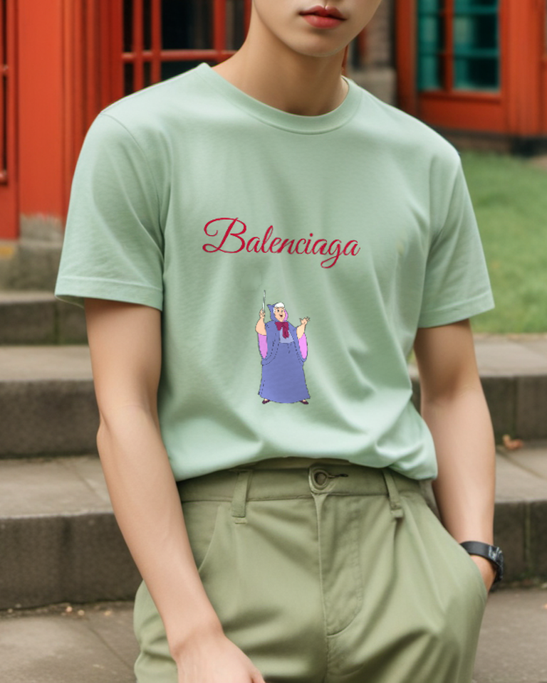Sage Green Purple Robed Fairy Graphic T-Shirt - styled view 5