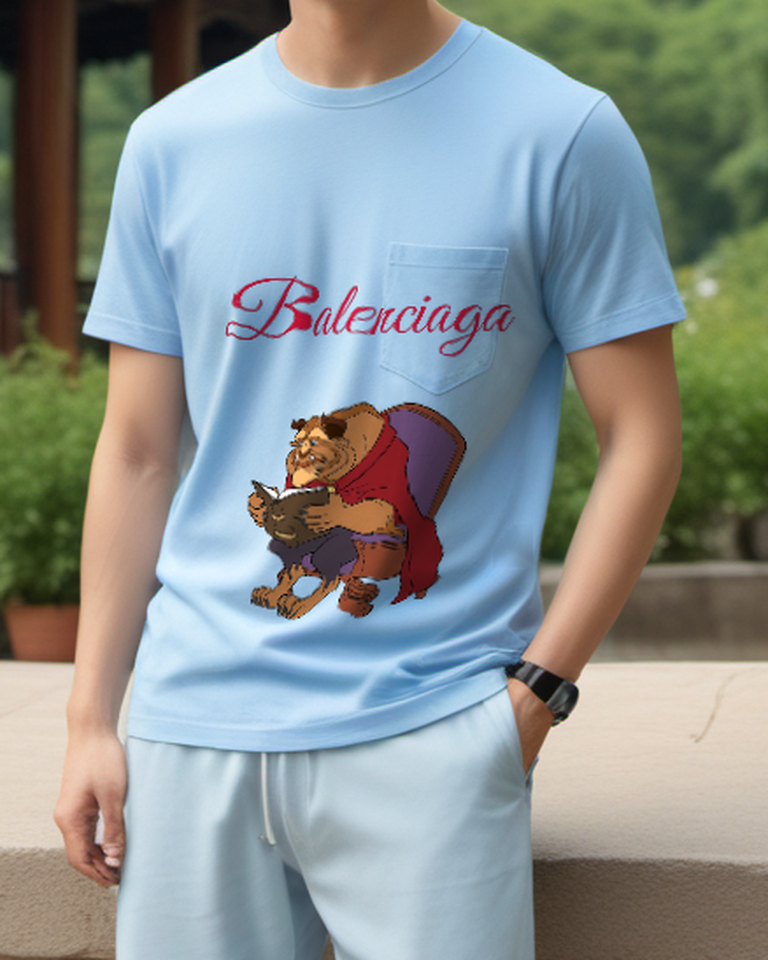 Sky Blue Armchair Beast Graphic T-Shirt - styled view 3