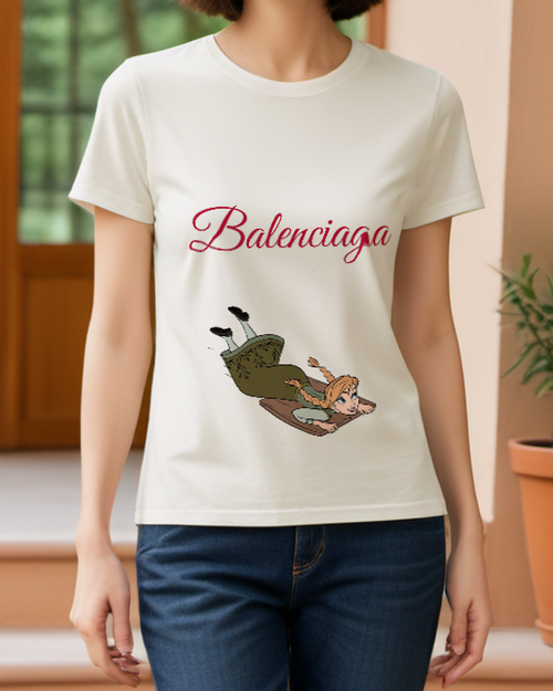Ivory Reclining Adventure Girl Graphic T-Shirt - styled view 1