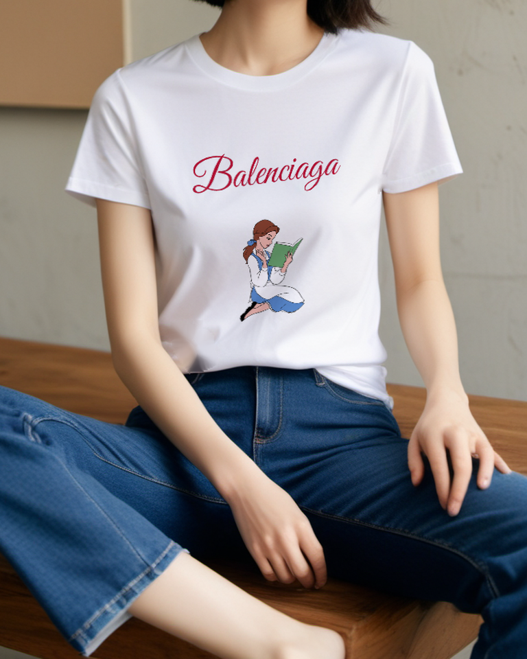 White Storybook Reader Graphic T-Shirt - styled view 3