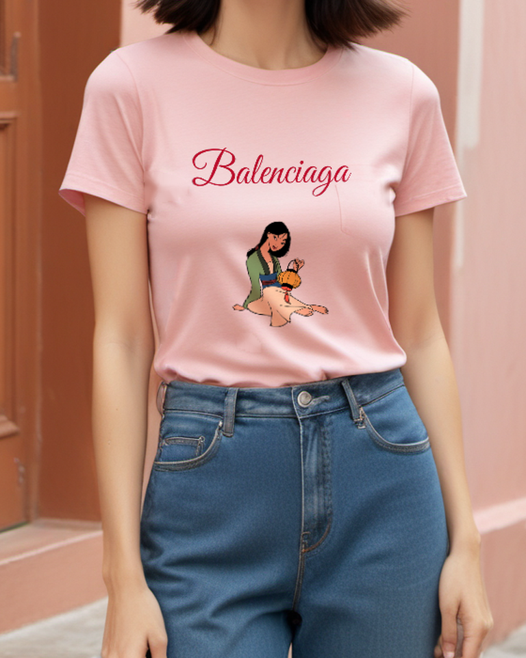 Blush Pink Kneeling Garden Girl Graphic T-Shirt - styled view 2