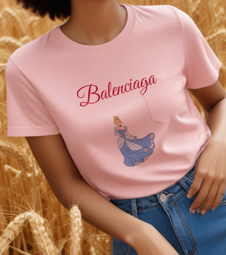 Blush Pink Blue Skirt Flourish Graphic T-Shirt - styled view 2