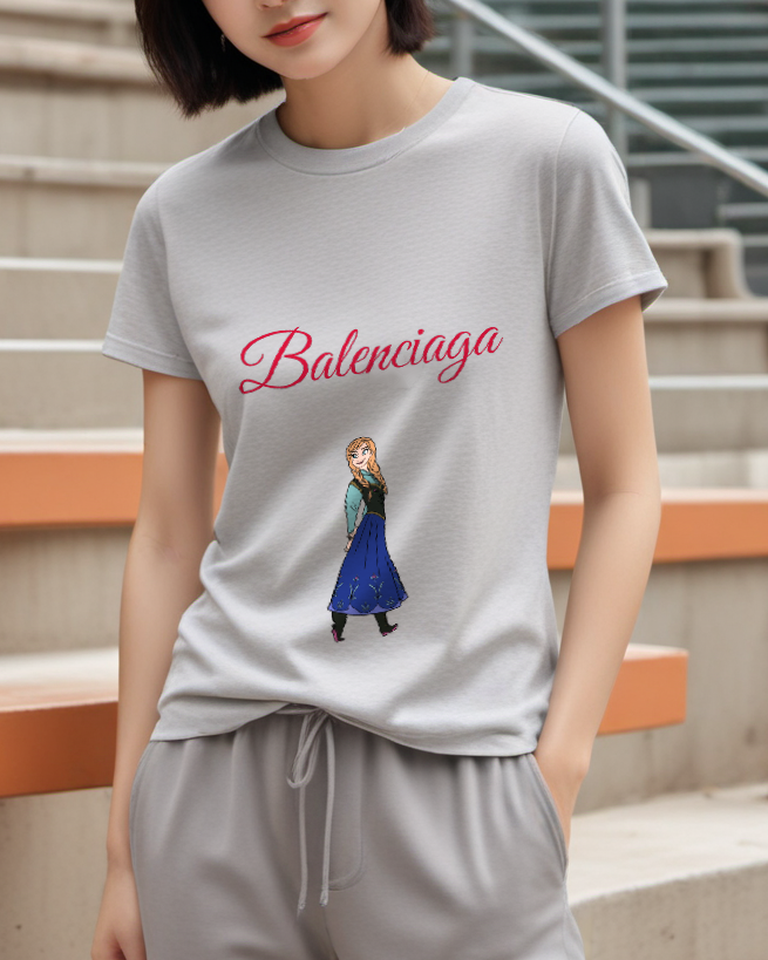 Light Gray Royal Blue Winter Girl Graphic T-Shirt - styled view 4
