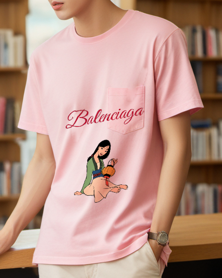 Blush Pink Kneeling Garden Girl Graphic T-Shirt - styled view 3
