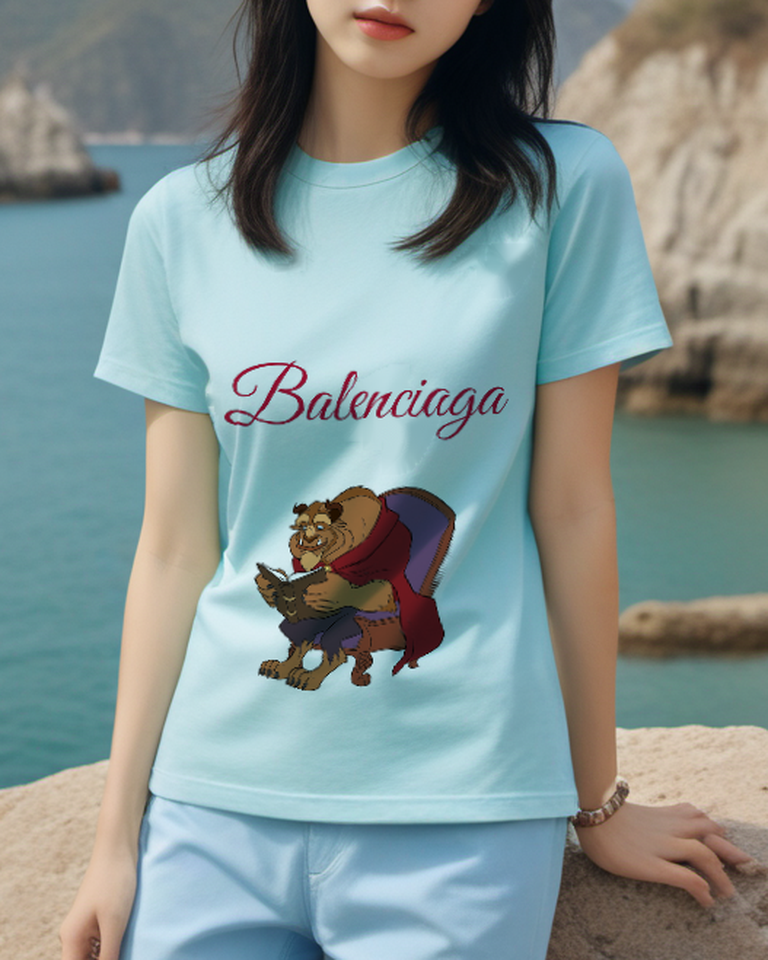 Sky Blue Armchair Beast Graphic T-Shirt - styled view 4