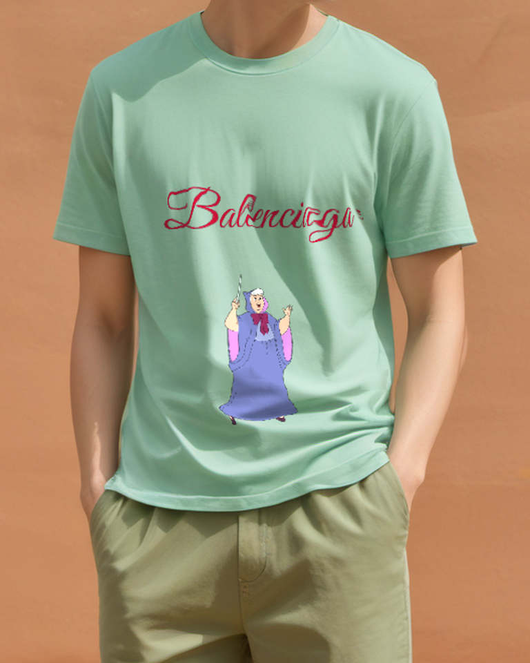 Sage Green Purple Robed Fairy Graphic T-Shirt - styled view 1