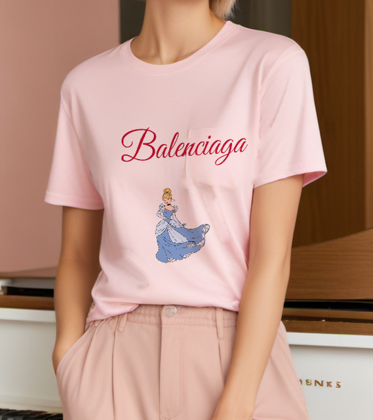 Blush Pink Blue Skirt Flourish Graphic T-Shirt - styled view 4