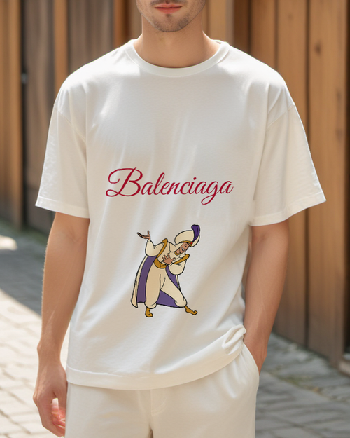 Ivory Feathered Prince Graphic T-Shirt - styled view 1
