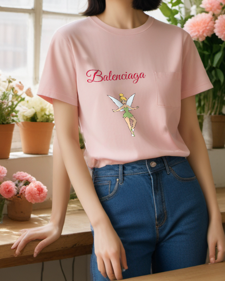 Blush Pink Open Wing Fairy Graphic T-Shirt - styled view 2