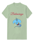 Sage Green Smiling Blue Genie Graphic T-Shirt - front product view