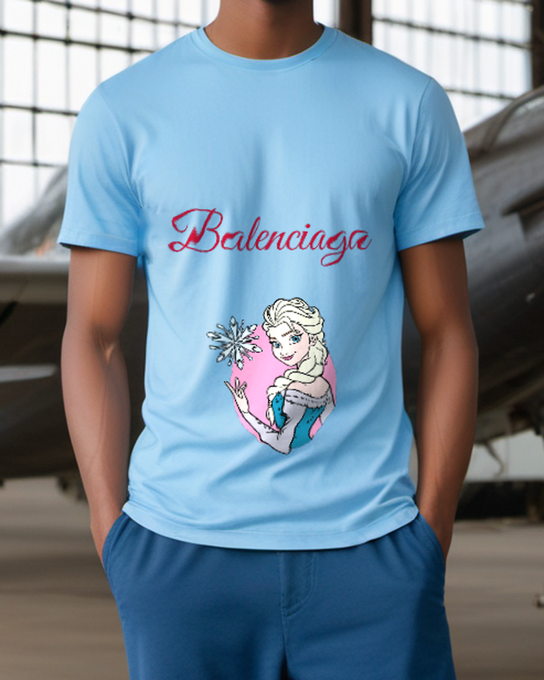 Sky Blue Snowflake Portrait Graphic T-Shirt - styled view 5