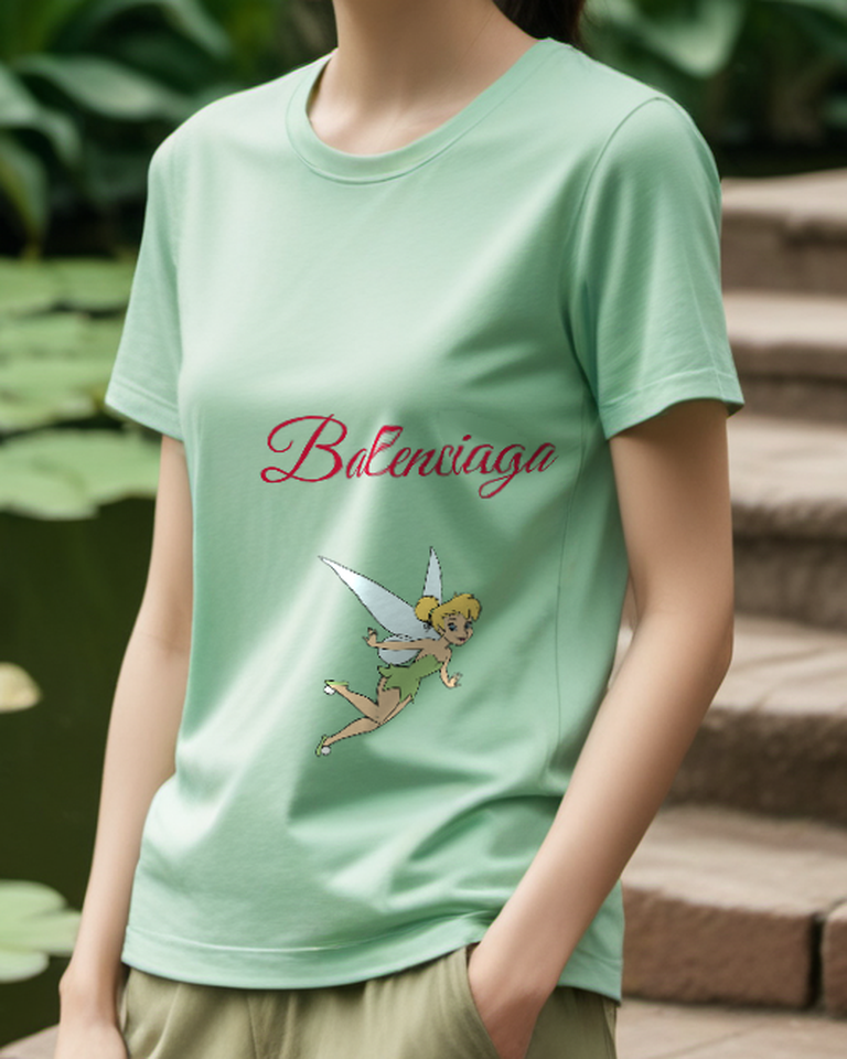Sage Green Flying Green Fairy Graphic T-Shirt - styled view 1