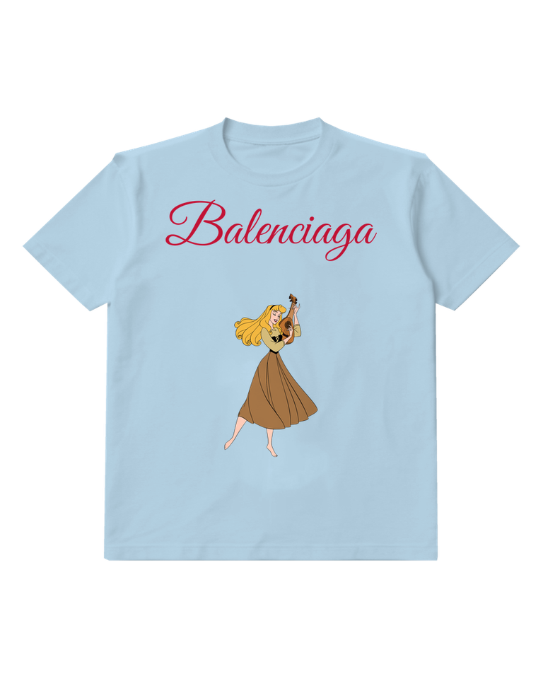 Sky Blue Windblown Woodland Girl Graphic T-Shirt - front product view