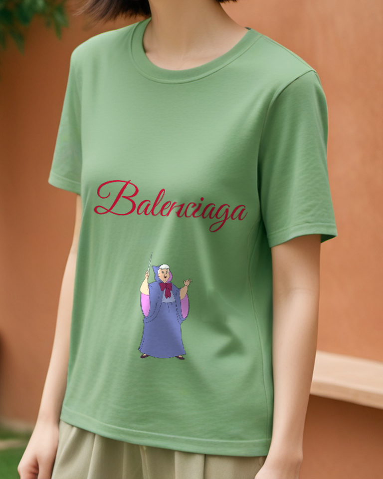 Sage Green Purple Robed Fairy Graphic T-Shirt - styled view 4