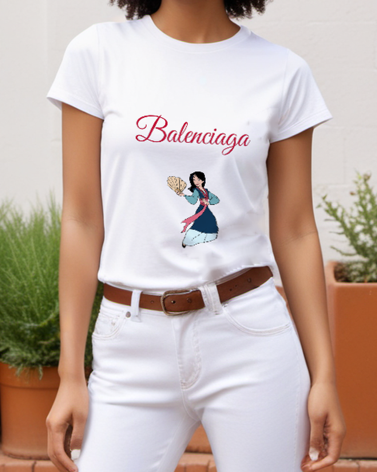 White Open Fan Dancer Graphic T-Shirt - styled view 3