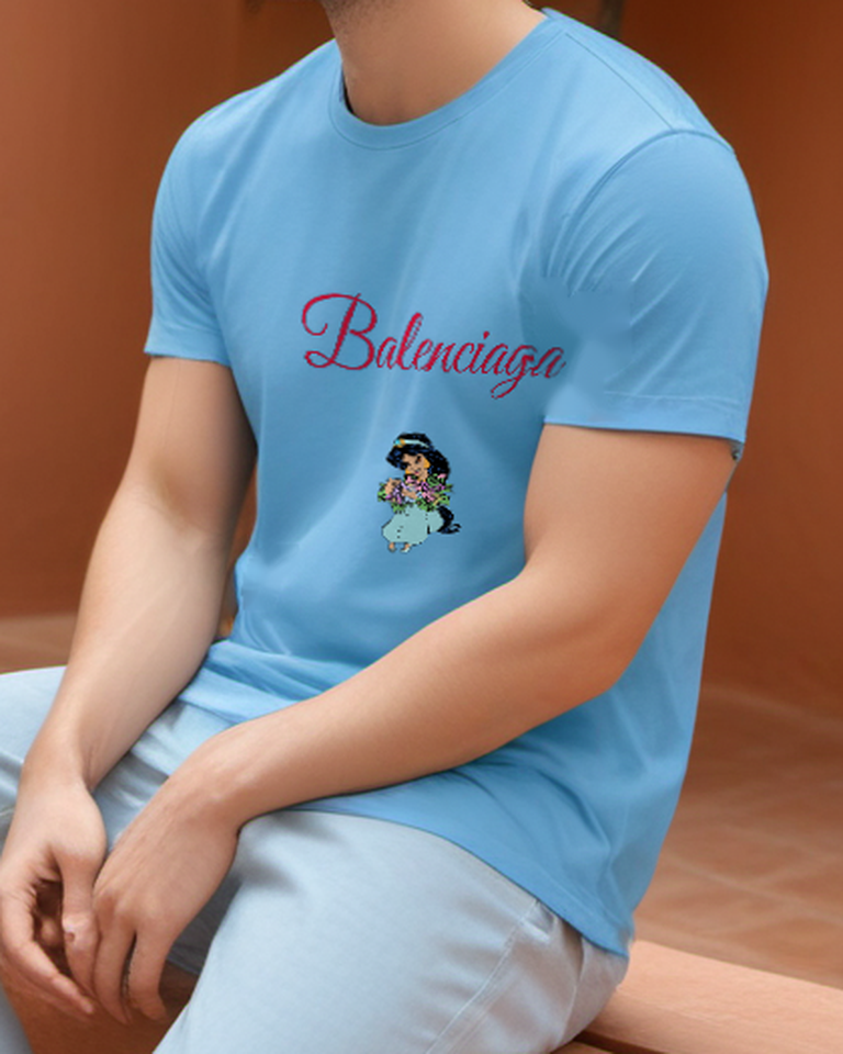 Sky Blue Violet Bouquet Princess Graphic T-Shirt - styled view 1