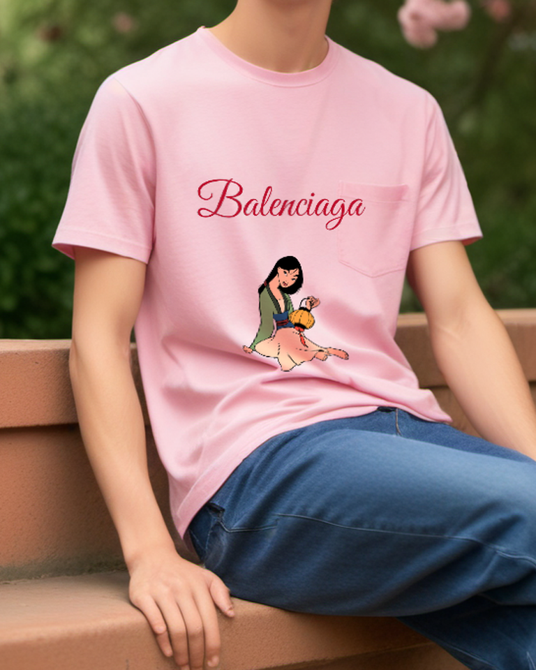 Blush Pink Kneeling Garden Girl Graphic T-Shirt - styled view 1