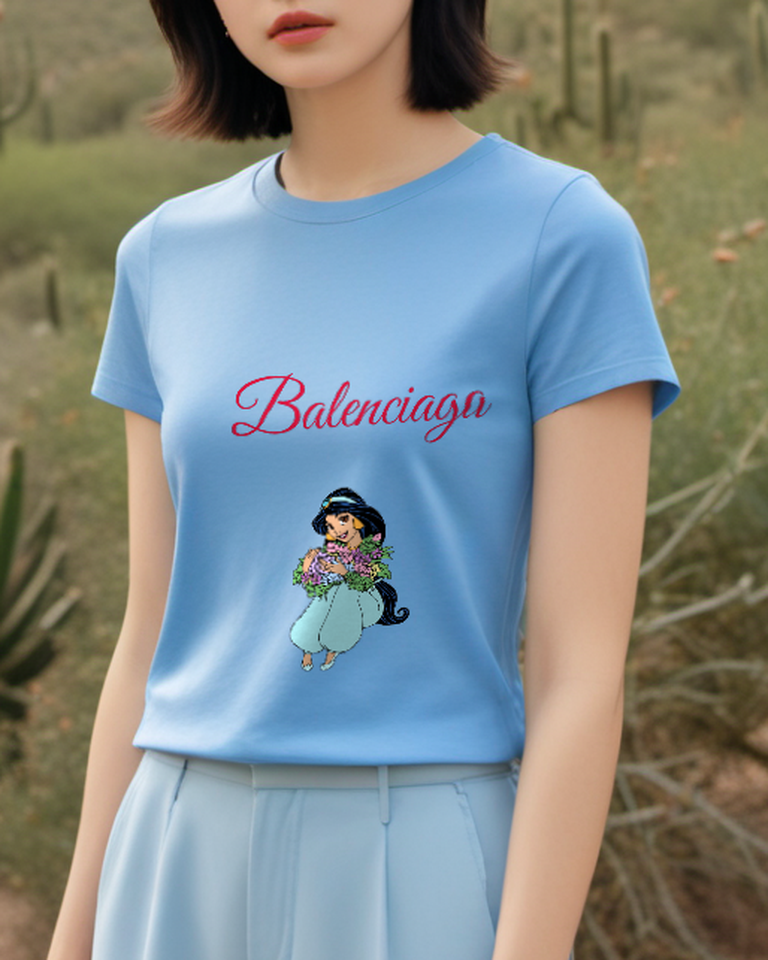 Sky Blue Violet Bouquet Princess Graphic T-Shirt - styled view 4
