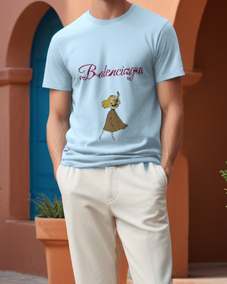 Sky Blue Windblown Woodland Girl Graphic T-Shirt - styled view 3