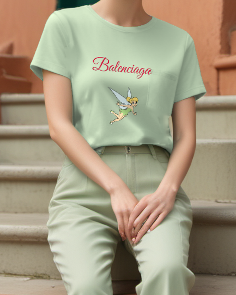 Sage Green Flying Green Fairy Graphic T-Shirt - styled view 5