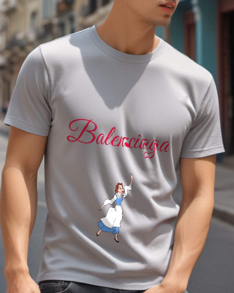 Light Gray Blue Apron Greeting Graphic T-Shirt - styled view 1