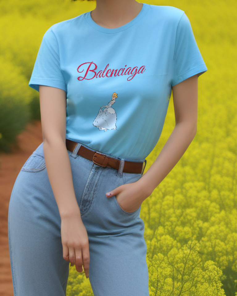 Sky Blue Silver Blue Ballroom Graphic T-Shirt - styled view 3