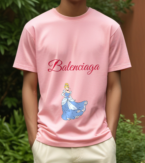 Blush Pink Blue Skirt Flourish Graphic T-Shirt - styled view 1