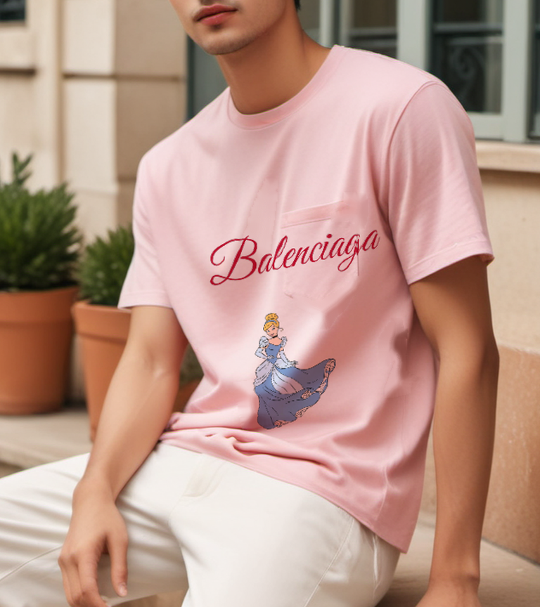 Blush Pink Blue Skirt Flourish Graphic T-Shirt - styled view 3