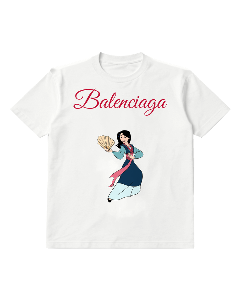 White Open Fan Dancer Graphic T-Shirt - front product view