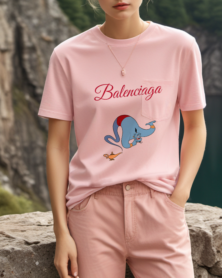 Blush Pink Upside Down Genie Graphic T-Shirt - styled view 2