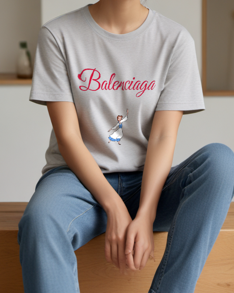 Light Gray Blue Apron Greeting Graphic T-Shirt - styled view 2