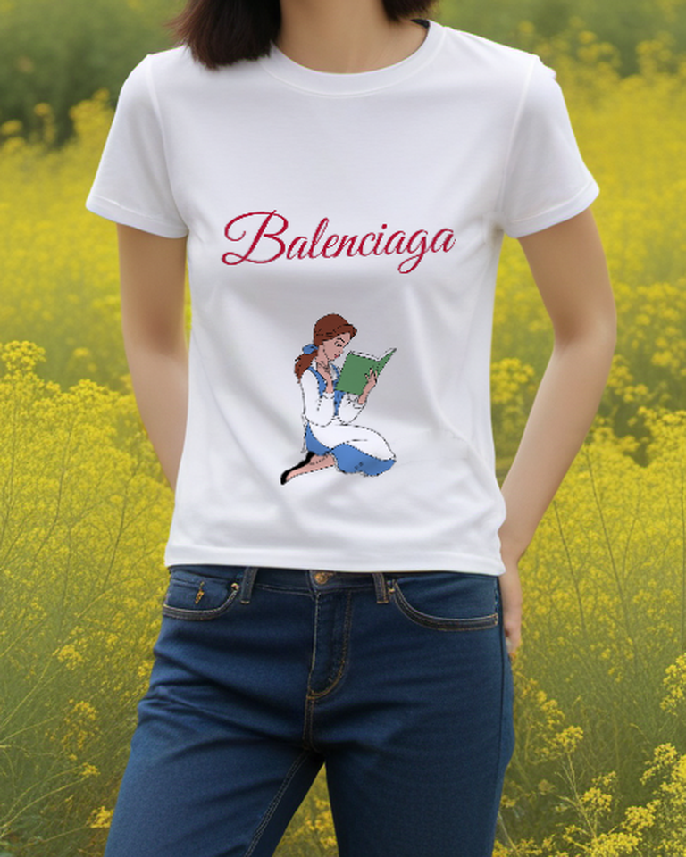 White Storybook Reader Graphic T-Shirt - styled view 1
