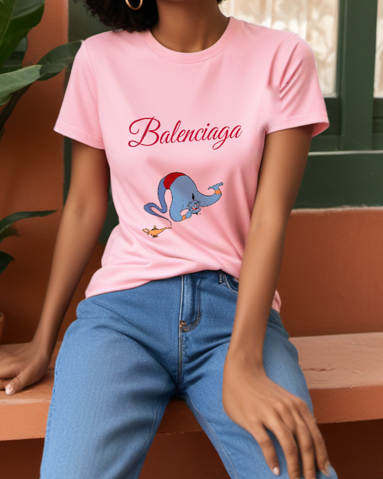 Blush Pink Upside Down Genie Graphic T-Shirt - styled view 4