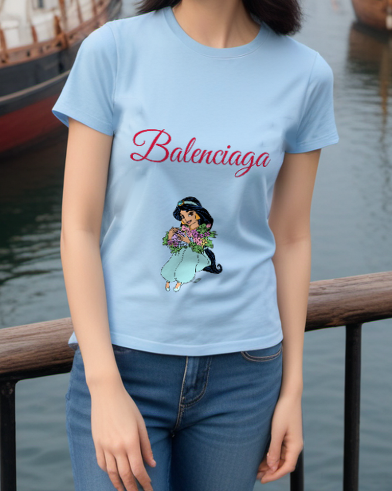 Sky Blue Violet Bouquet Princess Graphic T-Shirt - styled view 2