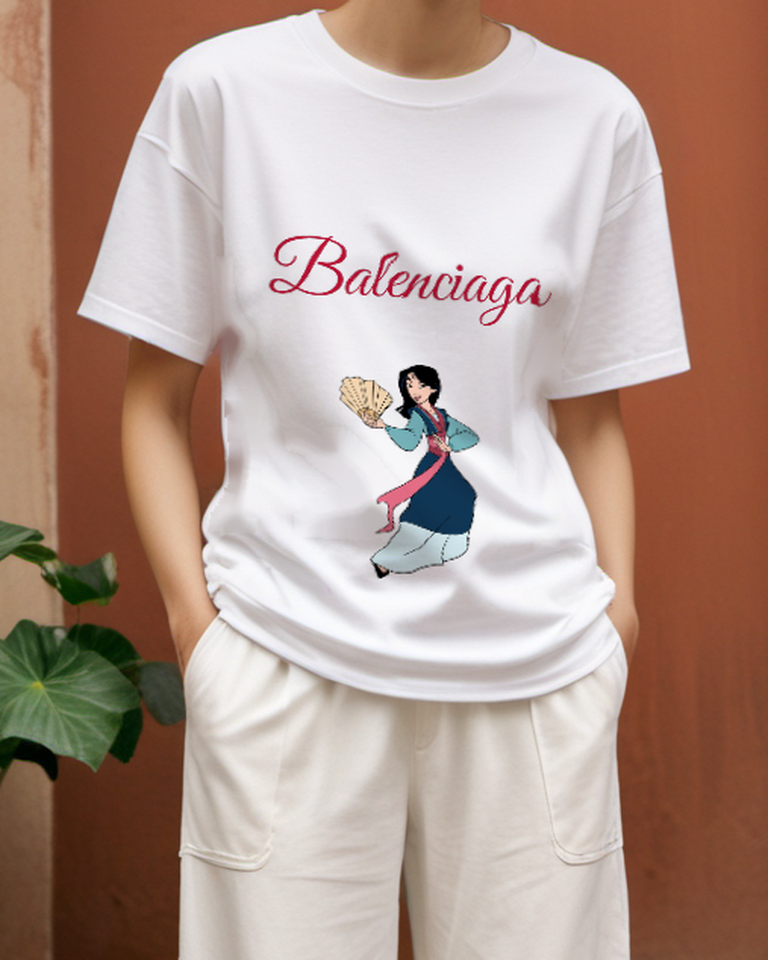 White Open Fan Dancer Graphic T-Shirt - styled view 1