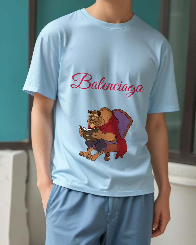 Sky Blue Armchair Beast Graphic T-Shirt - styled view 1