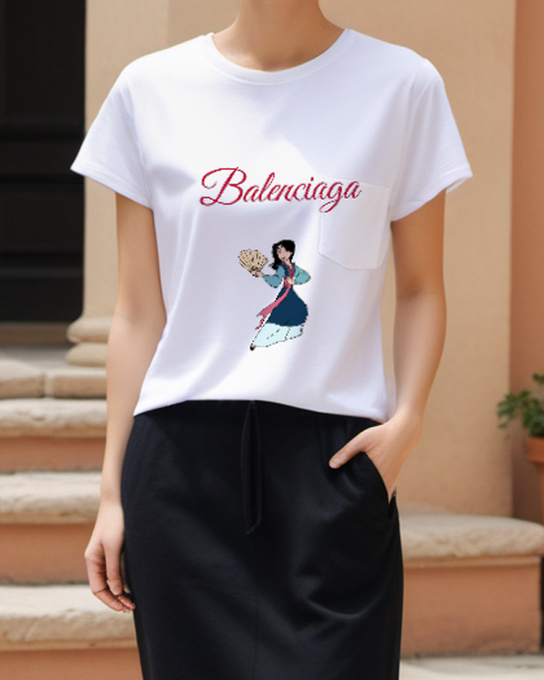 White Open Fan Dancer Graphic T-Shirt - styled view 5